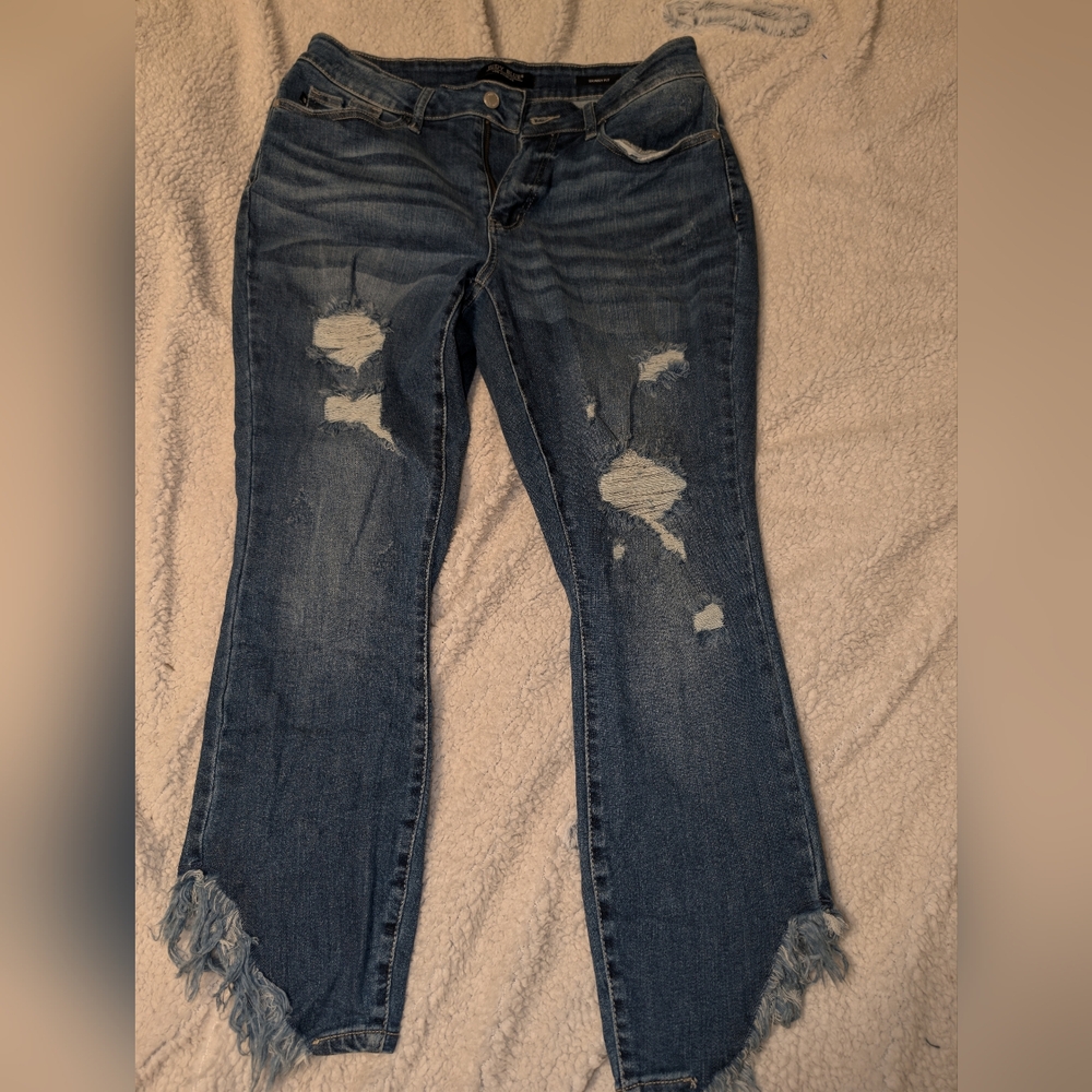 Judy Blue Women's Distressed Blue Jeans 14W